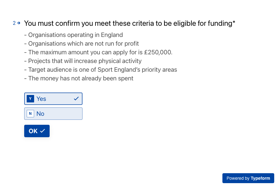 Minimum criteria to be eligible for funding