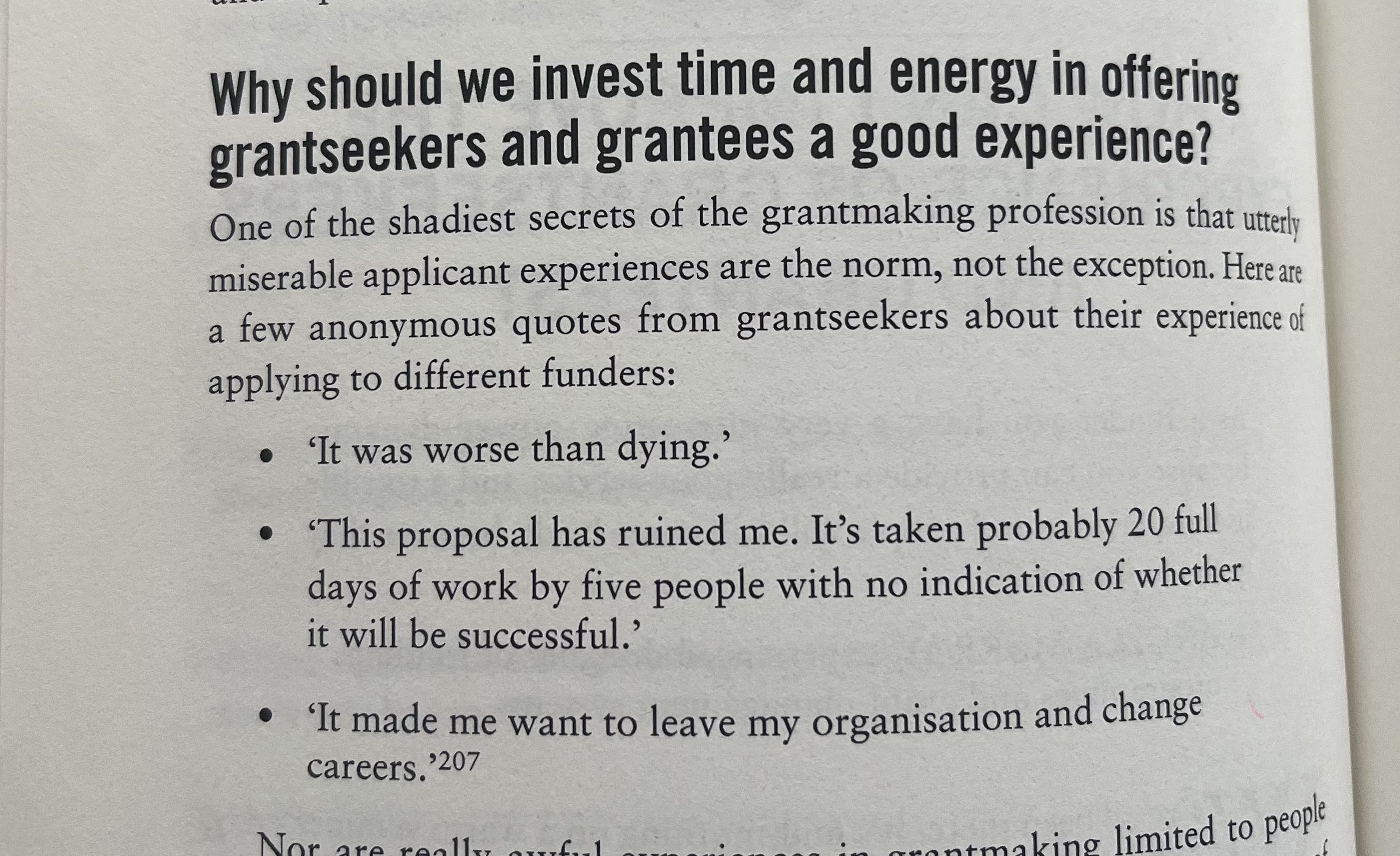 Modern Grantmaking: “This proposal has ruined me” - grantseekers talking about their experience of applying for funding.